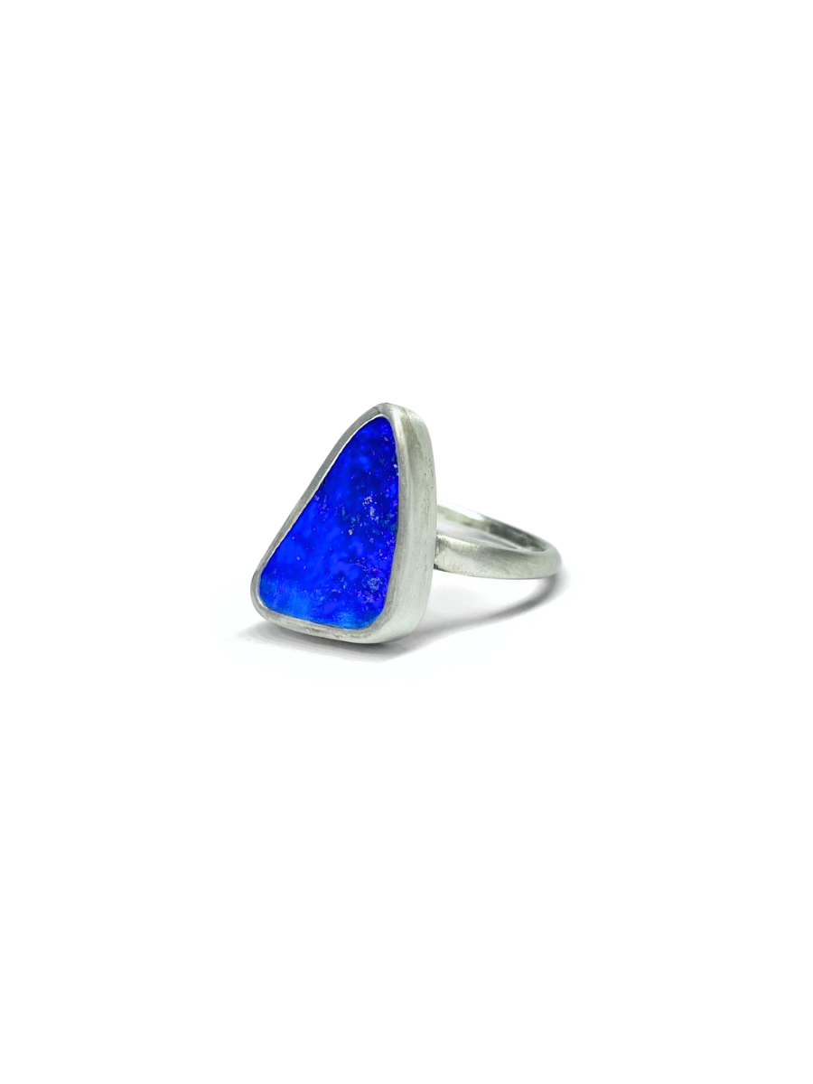 Rich Blue Opal Ring in Silver