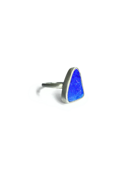 Rich Blue Opal Ring in Silver