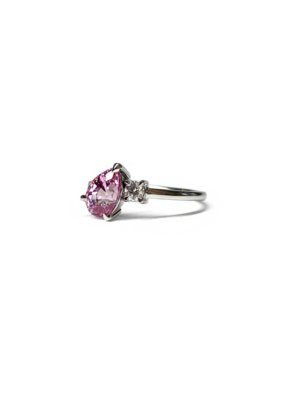 Rose Bud Sapphire and Diamond White Gold Ring