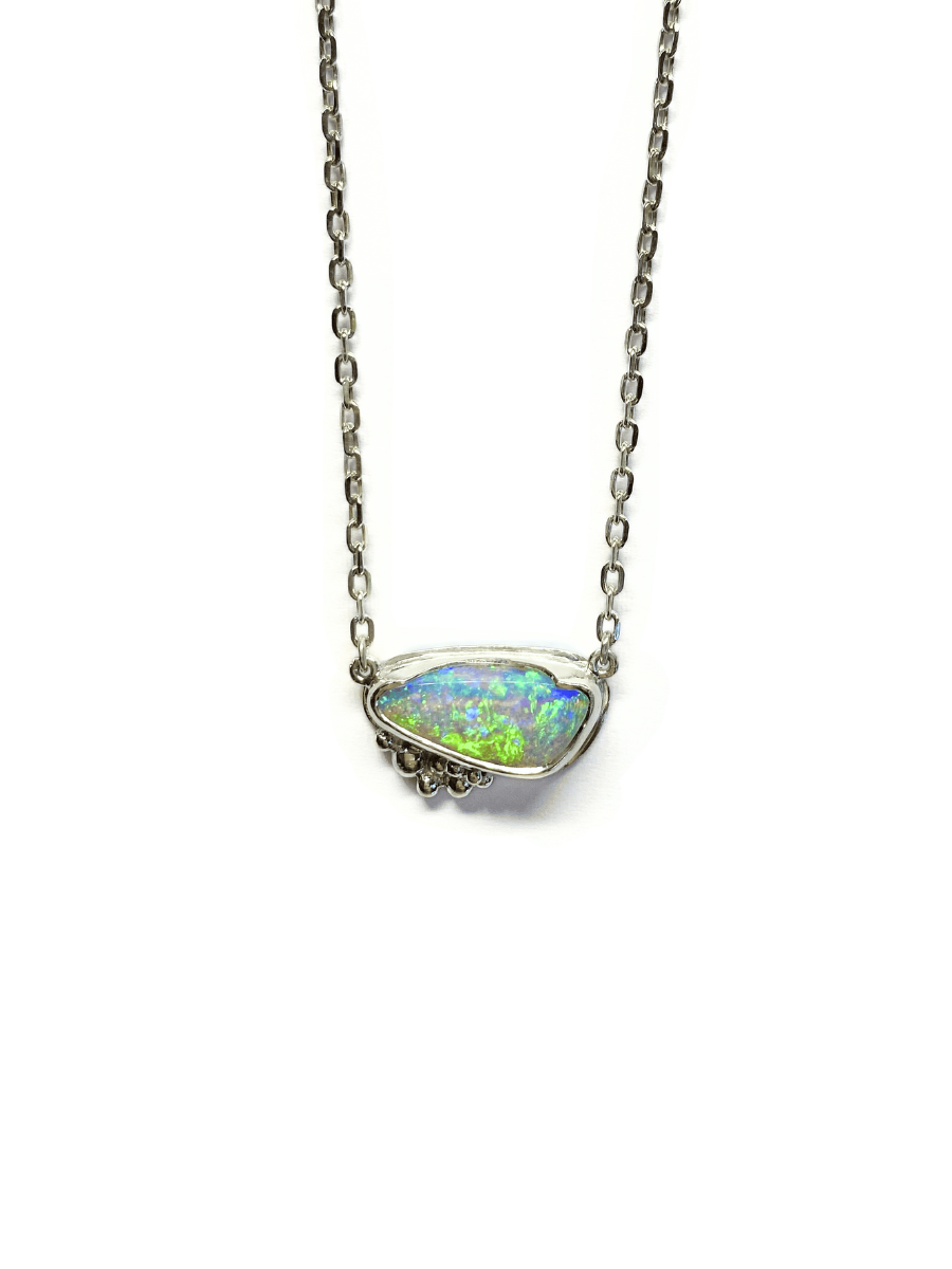 Seafoam Opal and Silver Pendant