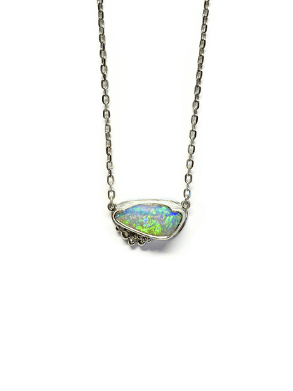 Seafoam Opal and Silver Pendant