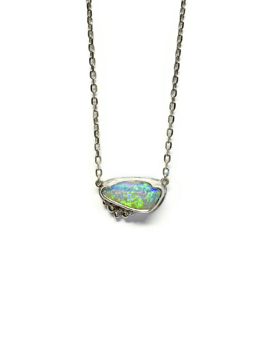 Seafoam Opal and Silver Pendant