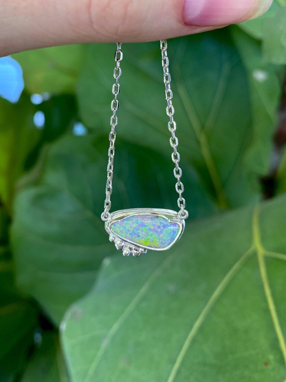 Seafoam Opal and Silver Pendant