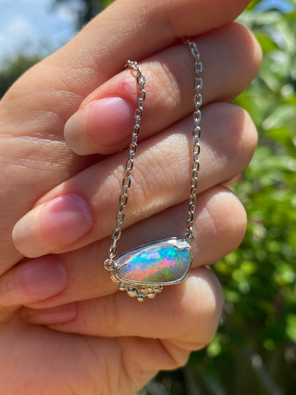 Seafoam Opal and Silver Pendant