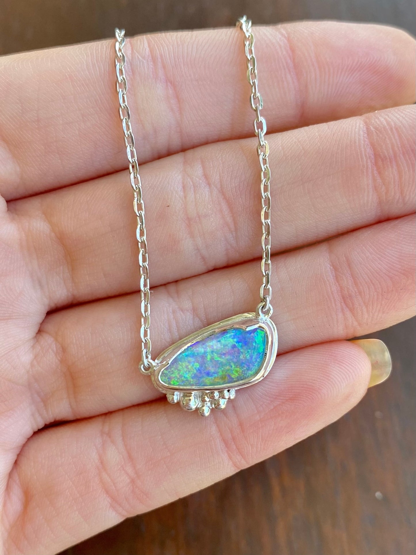 Seafoam Opal and Silver Pendant