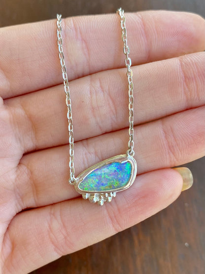 Seafoam Opal and Silver Pendant