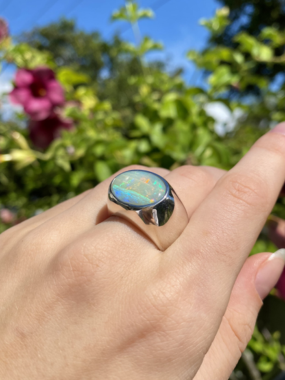 Seascape Fire Opal Signet Ring