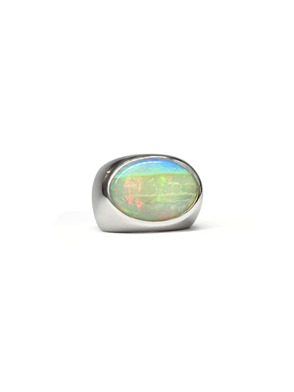 Seascape Fire Opal Signet Ring