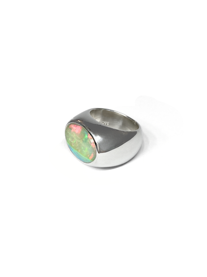 Seascape Fire Opal Signet Ring
