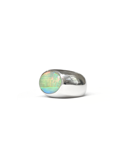 Seascape Fire Opal Signet Ring