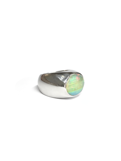 Seascape Fire Opal Signet Ring