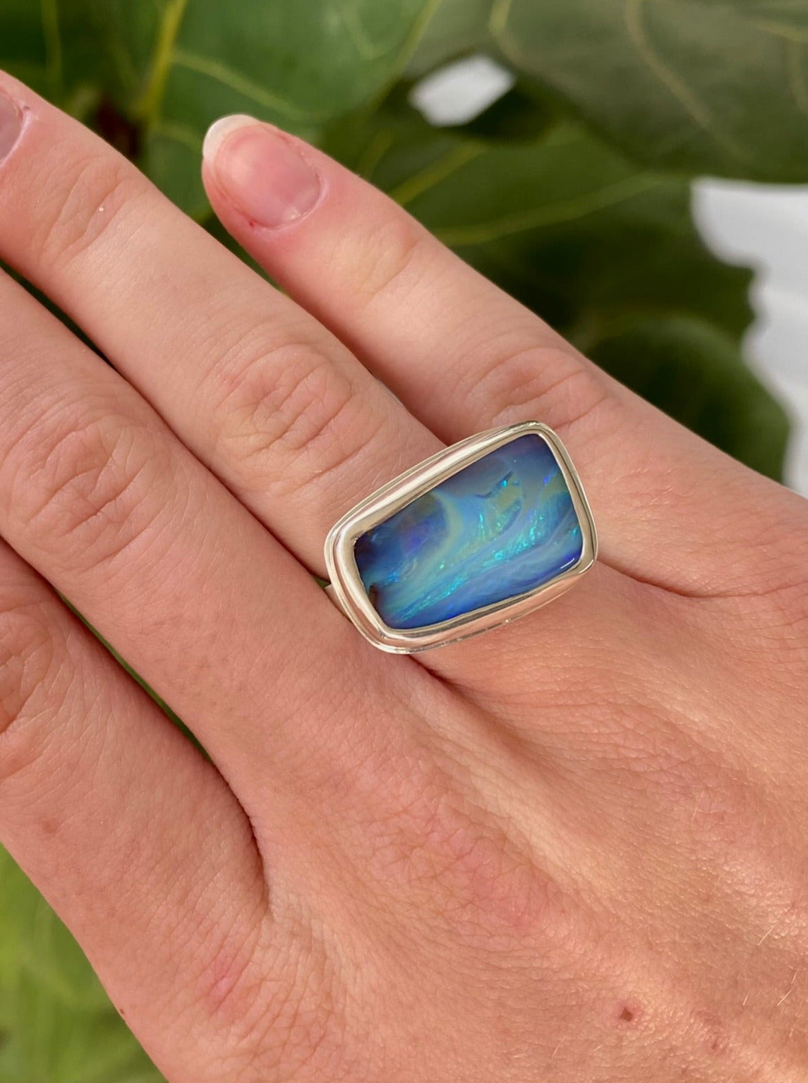 Bague Opale Boulder Sea Storm