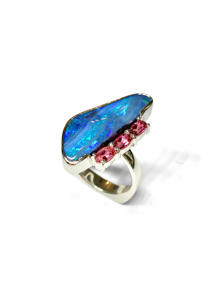 Sail at Dusk Opal and Tourmaline Ring