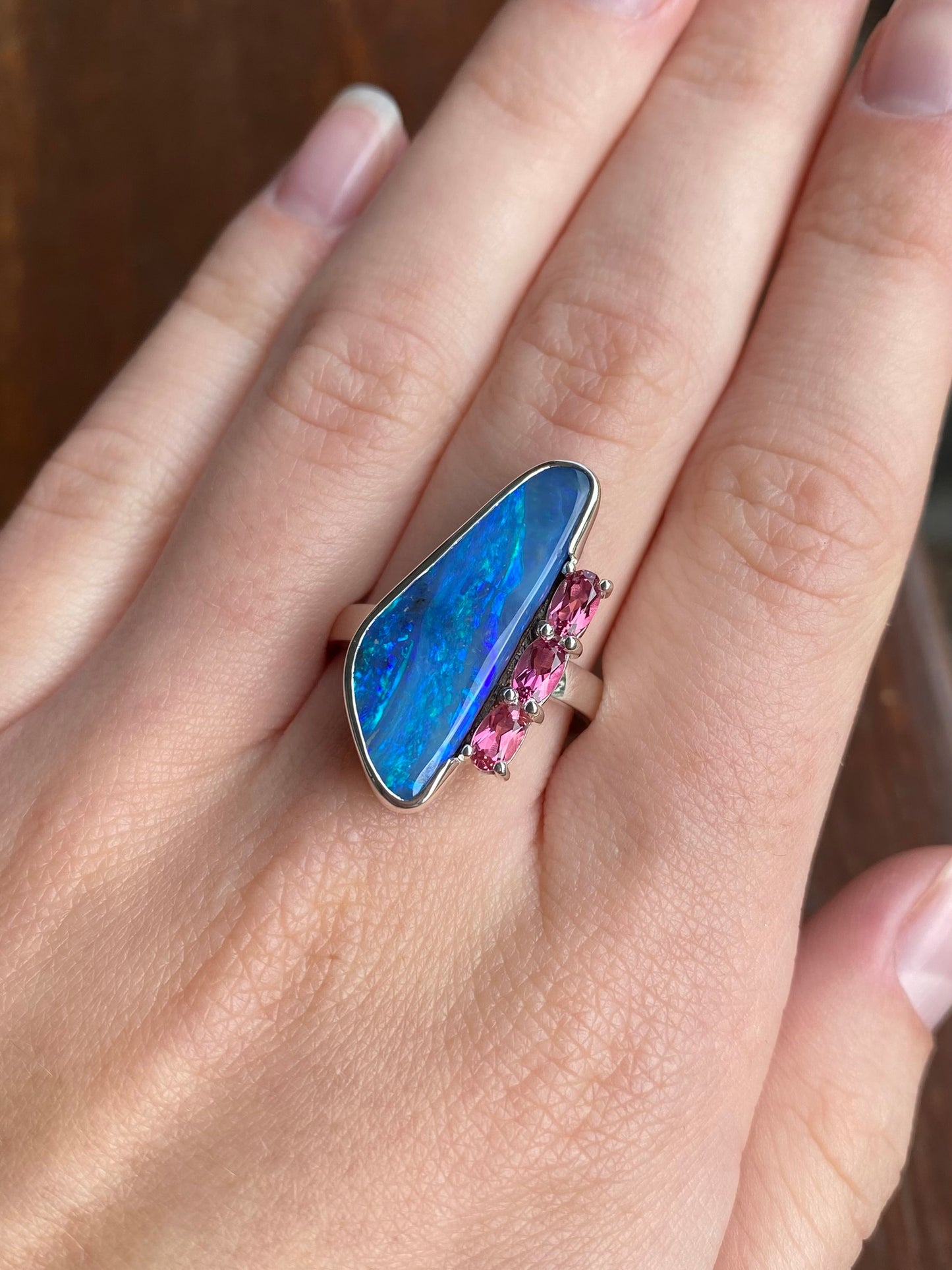 Sail at Dusk Opal and Tourmaline Ring