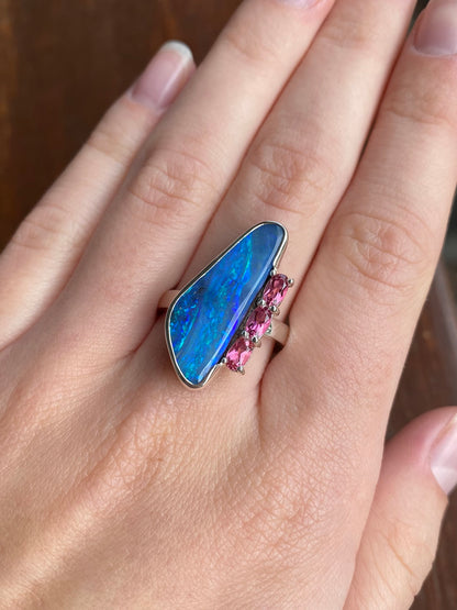 Sail at Dusk Opal and Tourmaline Ring