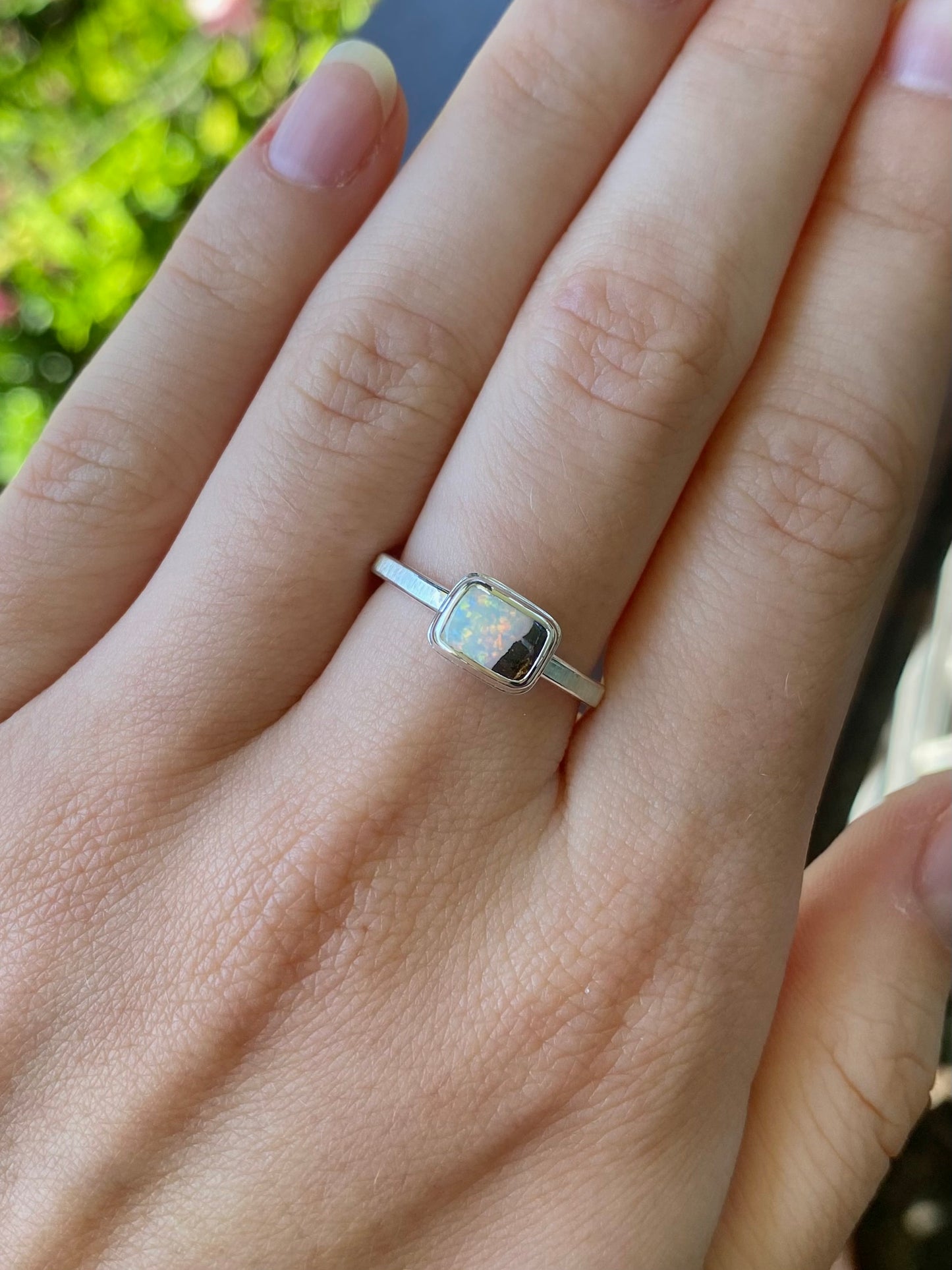 Snowflake Opal and Silver Ring