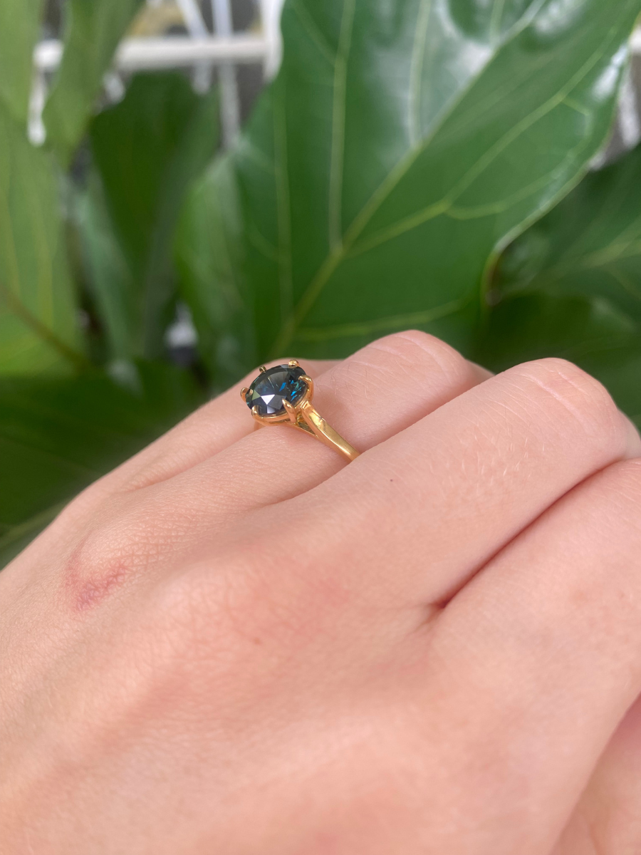 Summer Storm Cloud Sapphire Ring