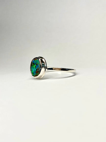 Teal Mini Galaxy Ring Silver