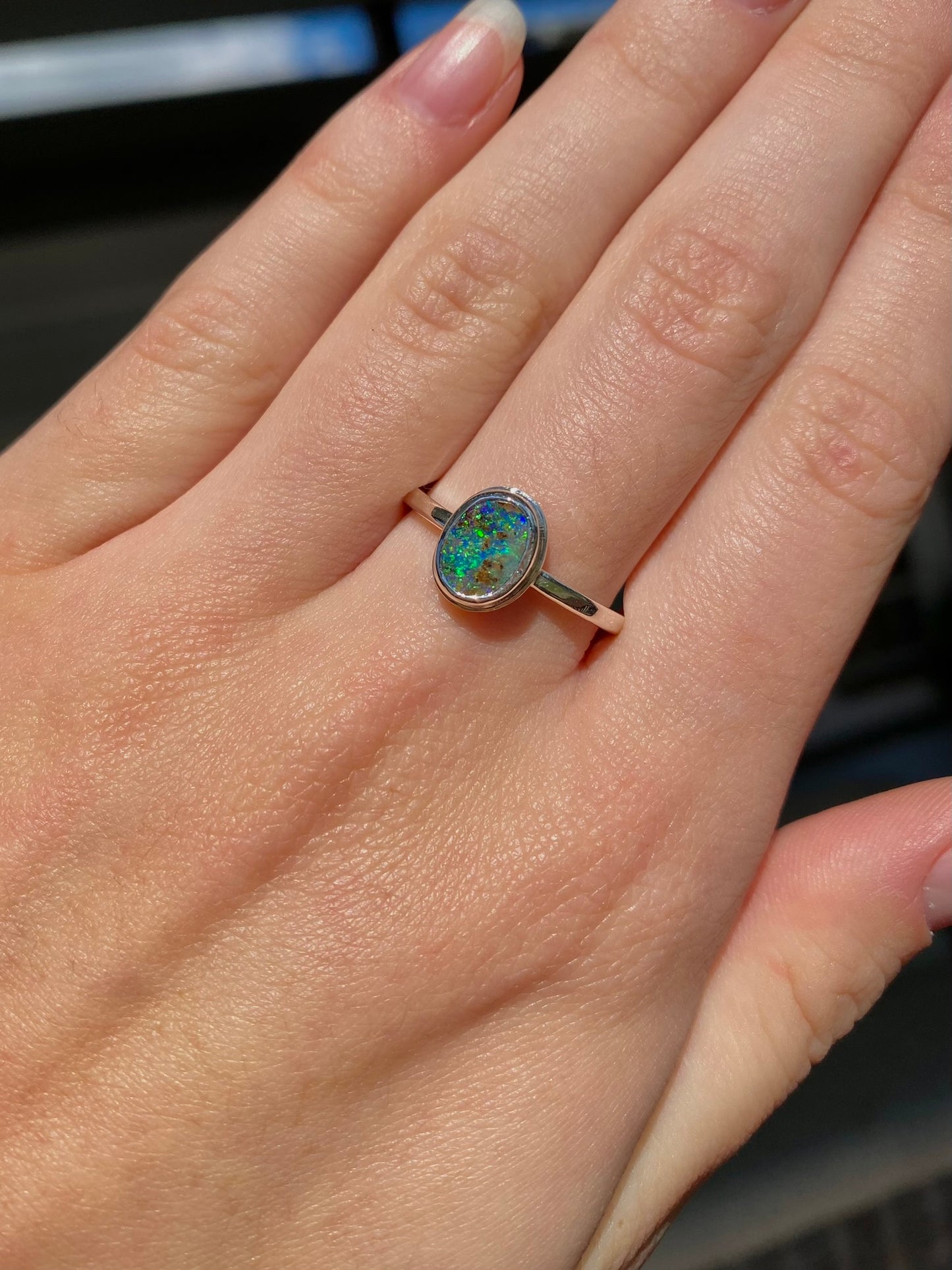 Teal Mini Galaxy Ring Silver