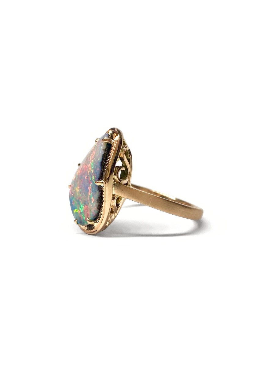 Twilight Bloom Opal Rose Gold Ring