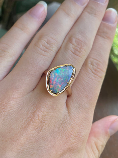 Twilight Bloom Opal Rose Gold Ring