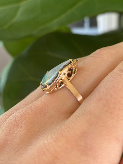 Twilight Bloom Opal Rose Gold Ring