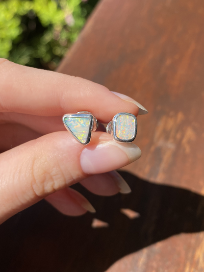 Asymmetrical Opal Studs