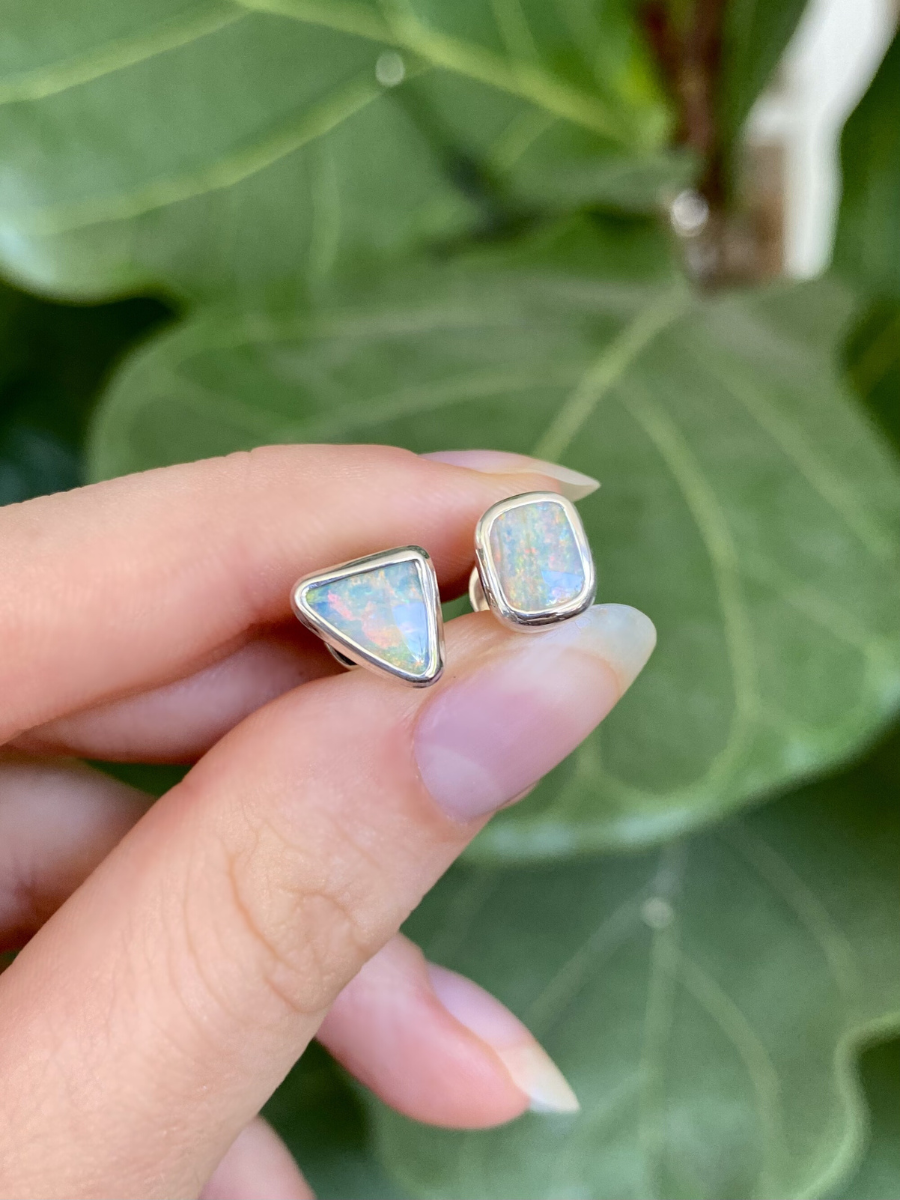 Asymmetrical Opal Studs