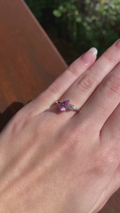 Rose Bud Sapphire and Diamond White Gold Ring