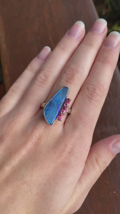 Sail at Dusk Opal and Tourmaline Ring