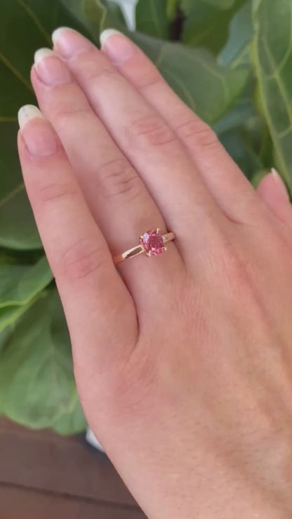 Rose Spinel Rose Gold Solitaire Ring