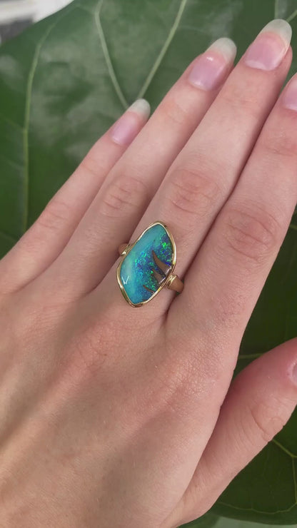 Mystic Waves Opal and Gold Ring