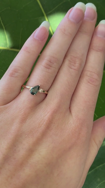 Forest Sapphire and Diamond Rose Gold Ring