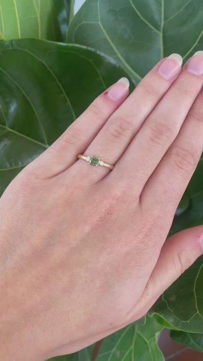 Green Fern Sapphire and Diamond Ring