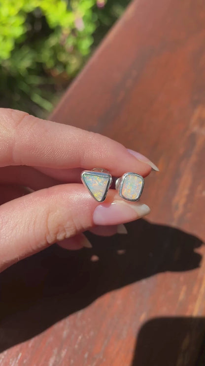 Asymmetrical Opal Studs