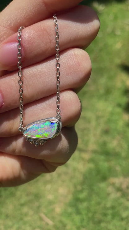 Seafoam Opal and Silver Pendant