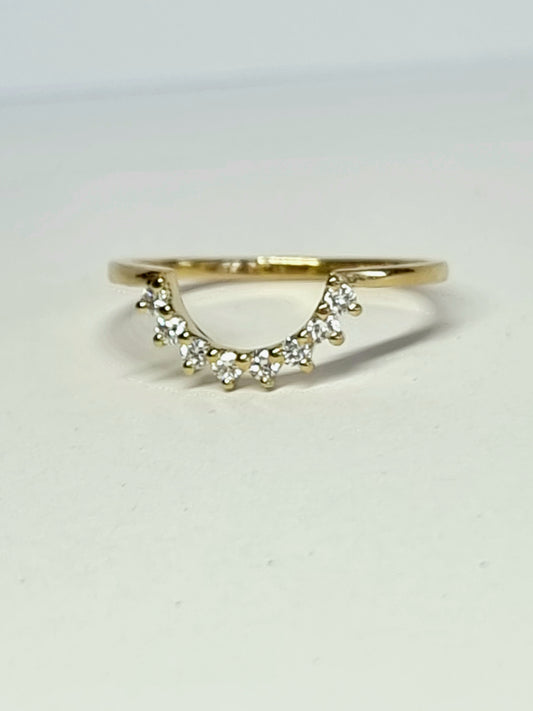 Bague demi-diamant halo de diamants