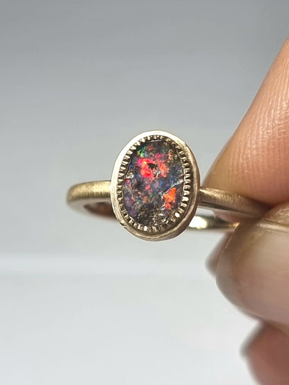 Moon Dust Rainbow Gold Opal Ring