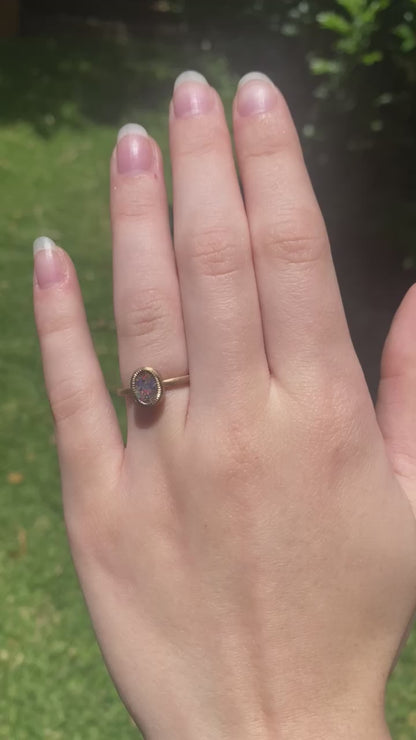 Moon Dust Rainbow Gold Opal Ring