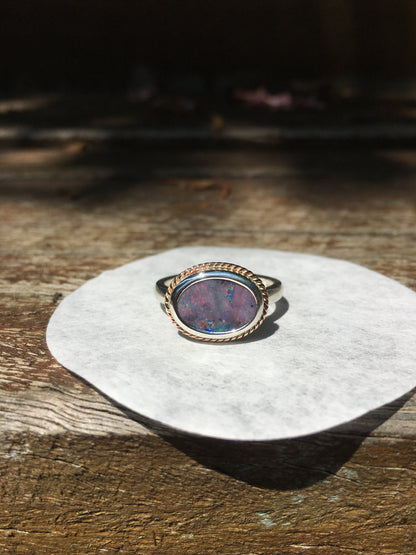 Pink on Fire Opal Ring