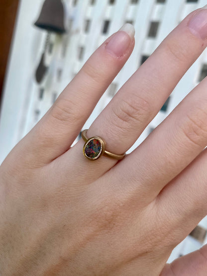 Moon Dust Rainbow Gold Opal Ring