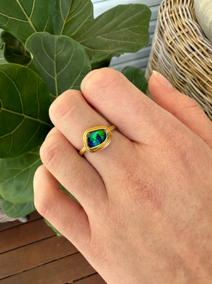 22ct Gold Blue Queensland Boulder Opal Ring