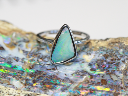 MISE À JOUR: Bague Boulder Opal Silver Ocean Wave