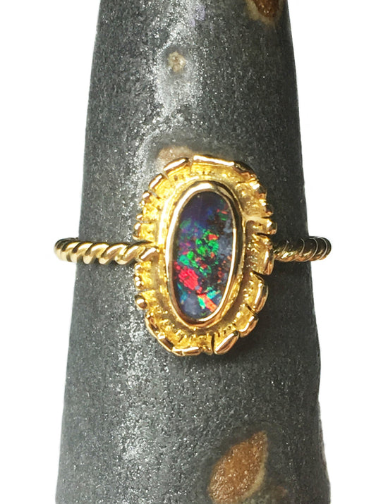 Fringe Ring Boulder Opal 22ct Gold Jupiter