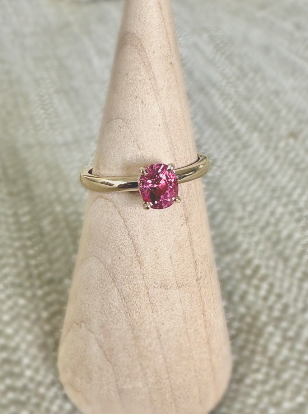 Rose Spinel Solitaire Ring