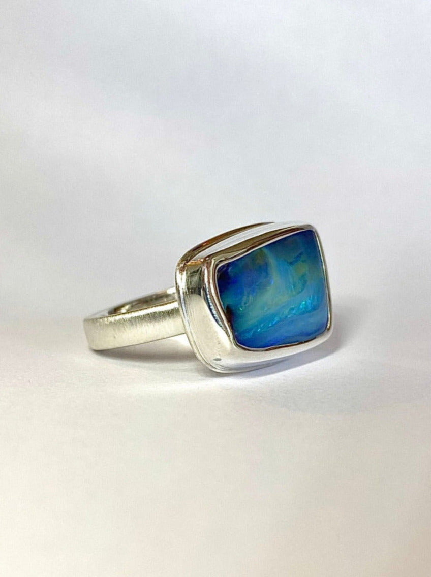 Bague Opale Boulder Sea Storm