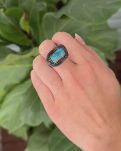 Grey Fringe Opal Ring