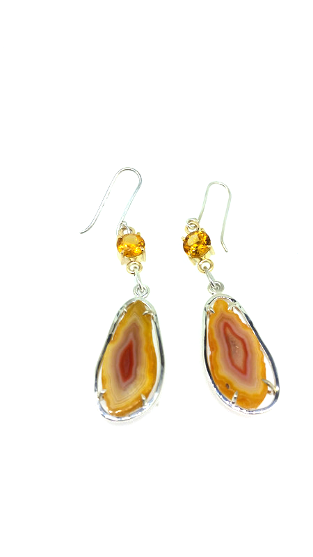 MISE À JOUR : Harvest - Boucles d'oreilles pendantes en agate et citrine