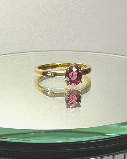 Rose Spinel Solitaire Ring