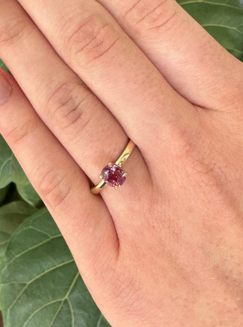 Rose Spinel Solitaire Ring